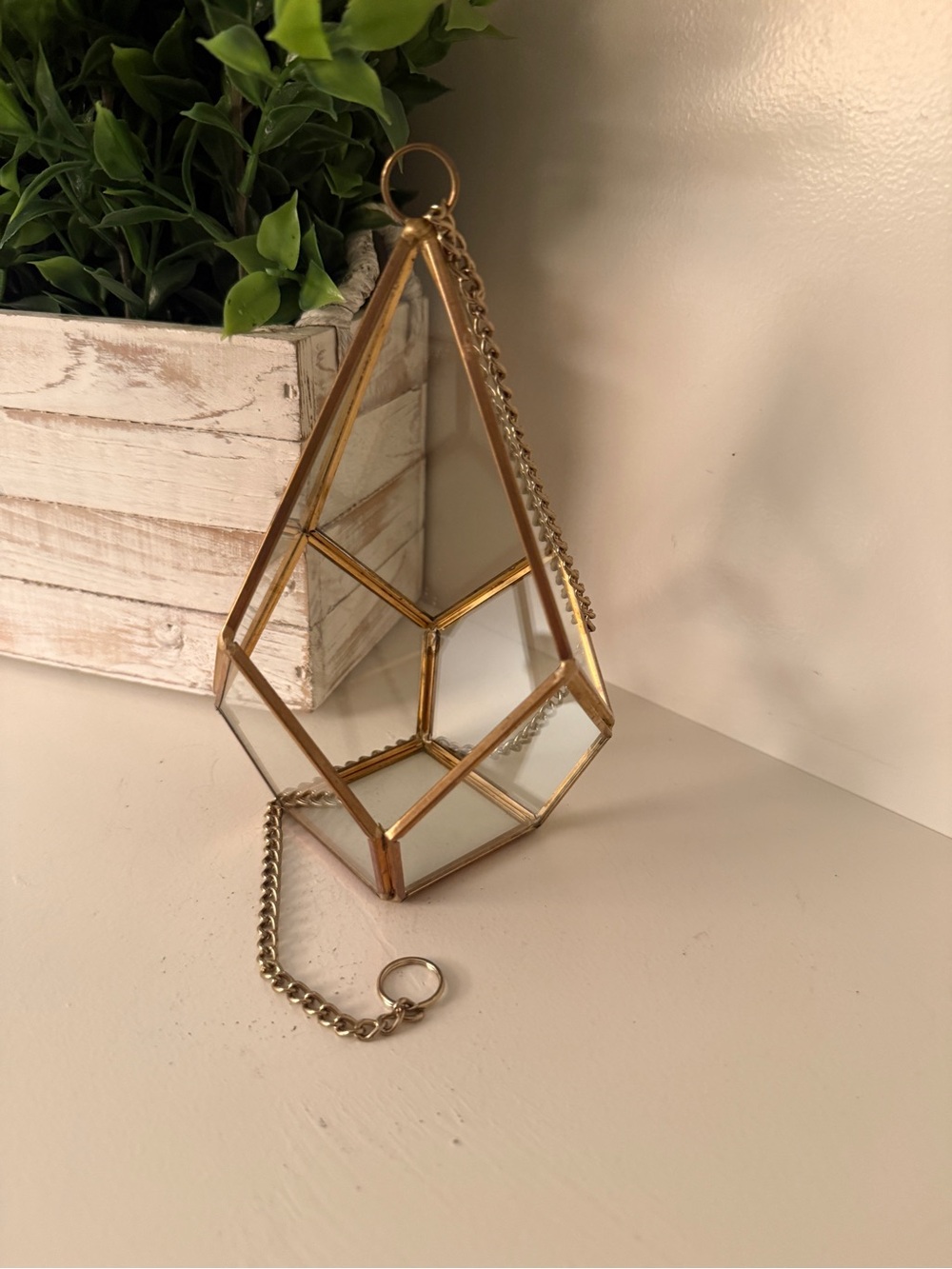 Geometric Triangle Glass Terrarium Hanging Planter for Succulents & Air Plants
